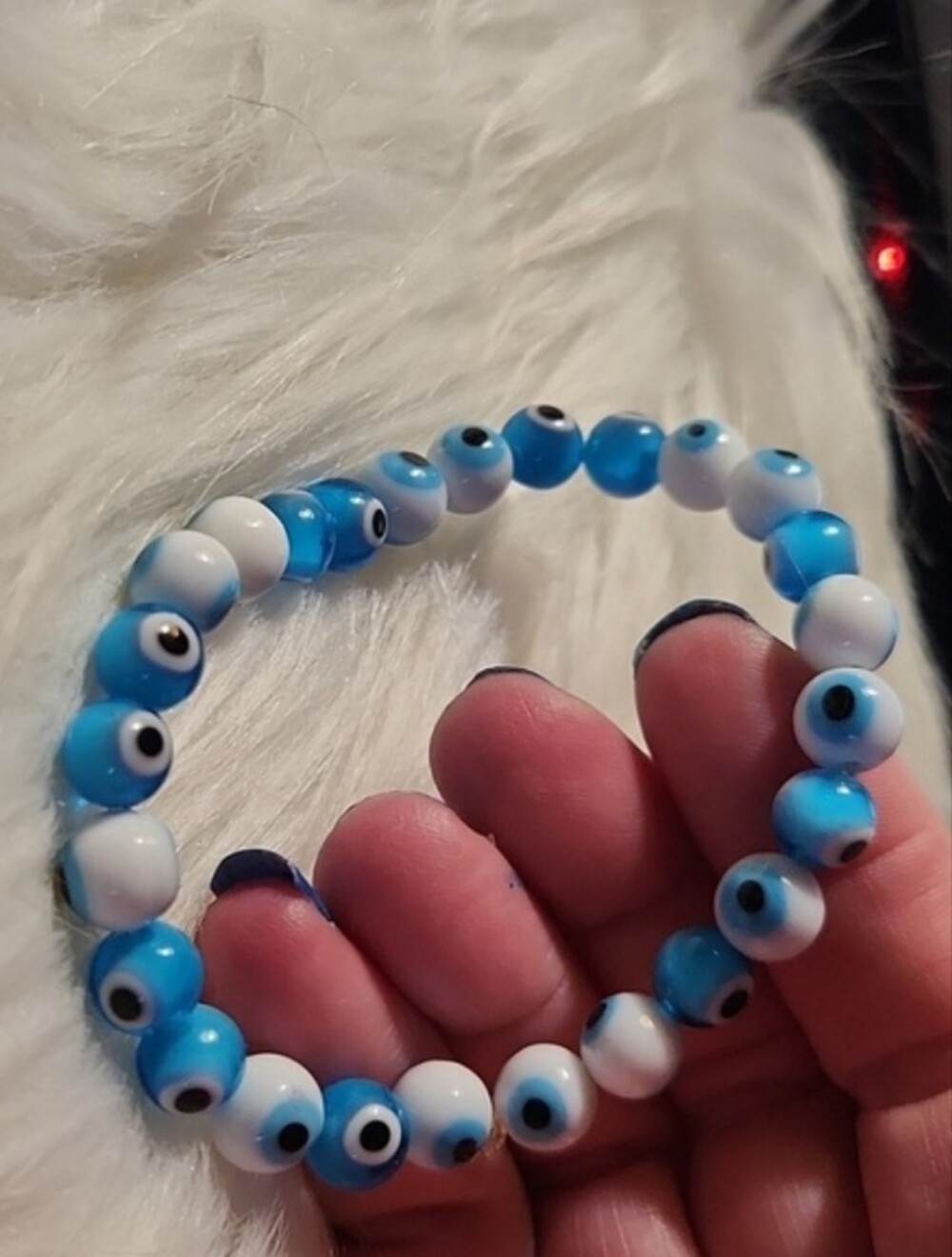 Blue and White Evil Eye Stretch Bracelet